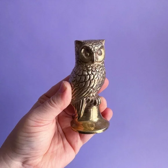 Solid Brass Owl Figurine for Bird Lovers - Picture 1 of 4